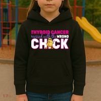 Thyroid Cancer Mess With The Wrong Chick Kids Hoodie thumb 3