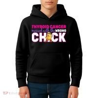 Thyroid Cancer Mess With The Wrong Chick Kids Hoodie thumb 4