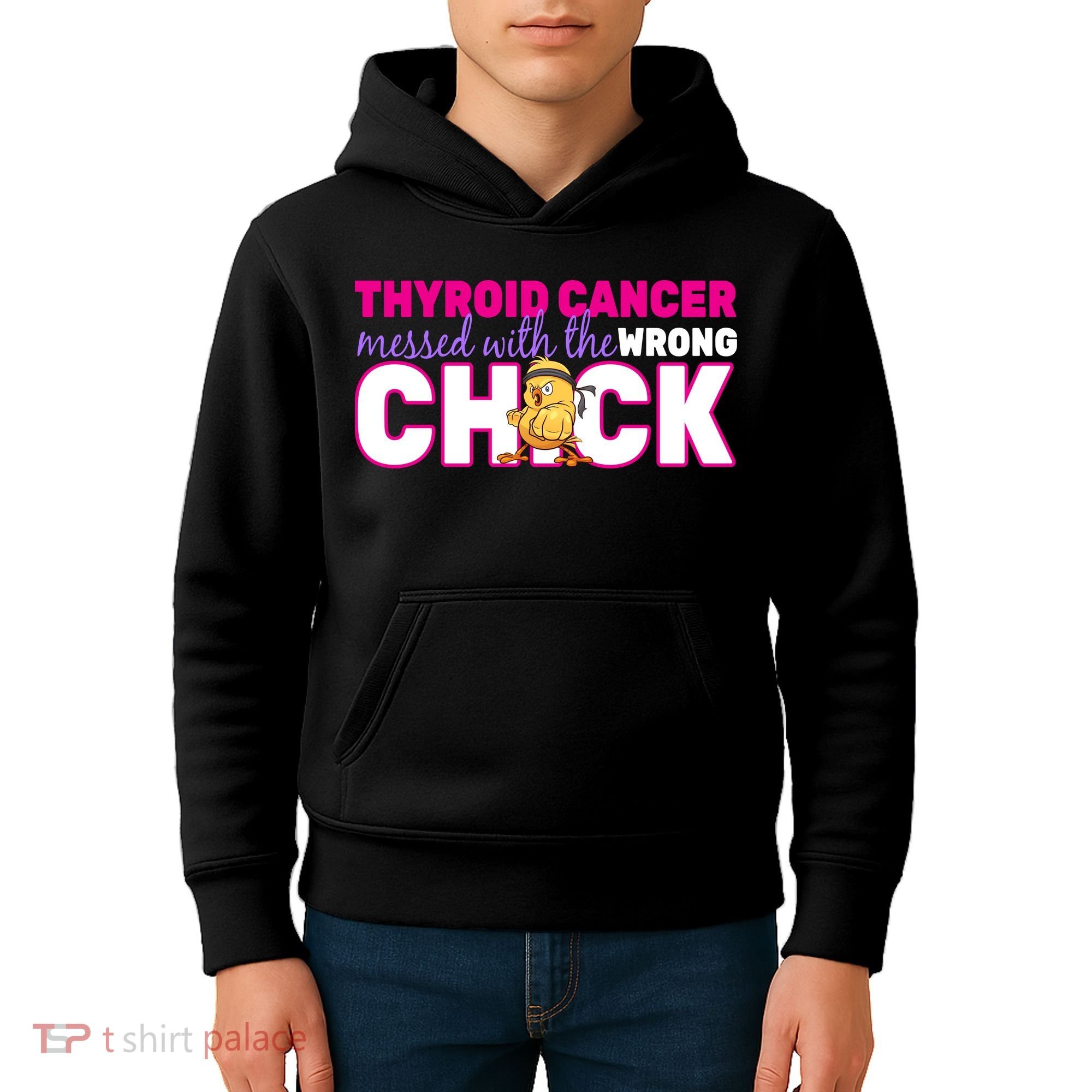 Thyroid Cancer Mess With The Wrong Chick Kids Hoodie