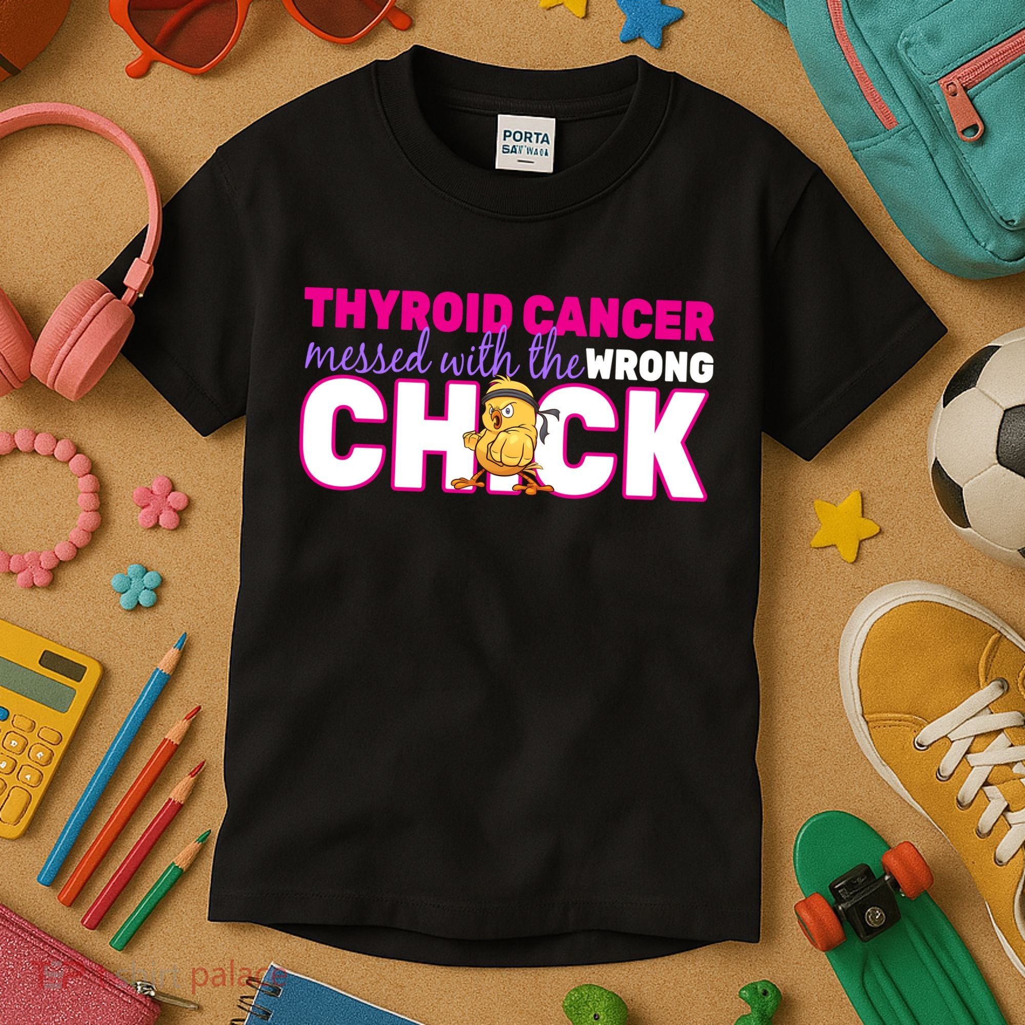 Thyroid Cancer Mess With The Wrong Chick Kids T-Shirt