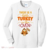 There Is A Little Turkey In This Oven Pregnancy Kids Long Sleeve Shirt thumb 0