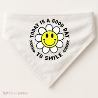 Today Is A Good Day To Smile Yellow Smiley Face USA-Made Doggie Bandana thumb 0