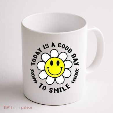 Today Is A Good Day To Smile Yellow Smiley Face Coffee Mug back