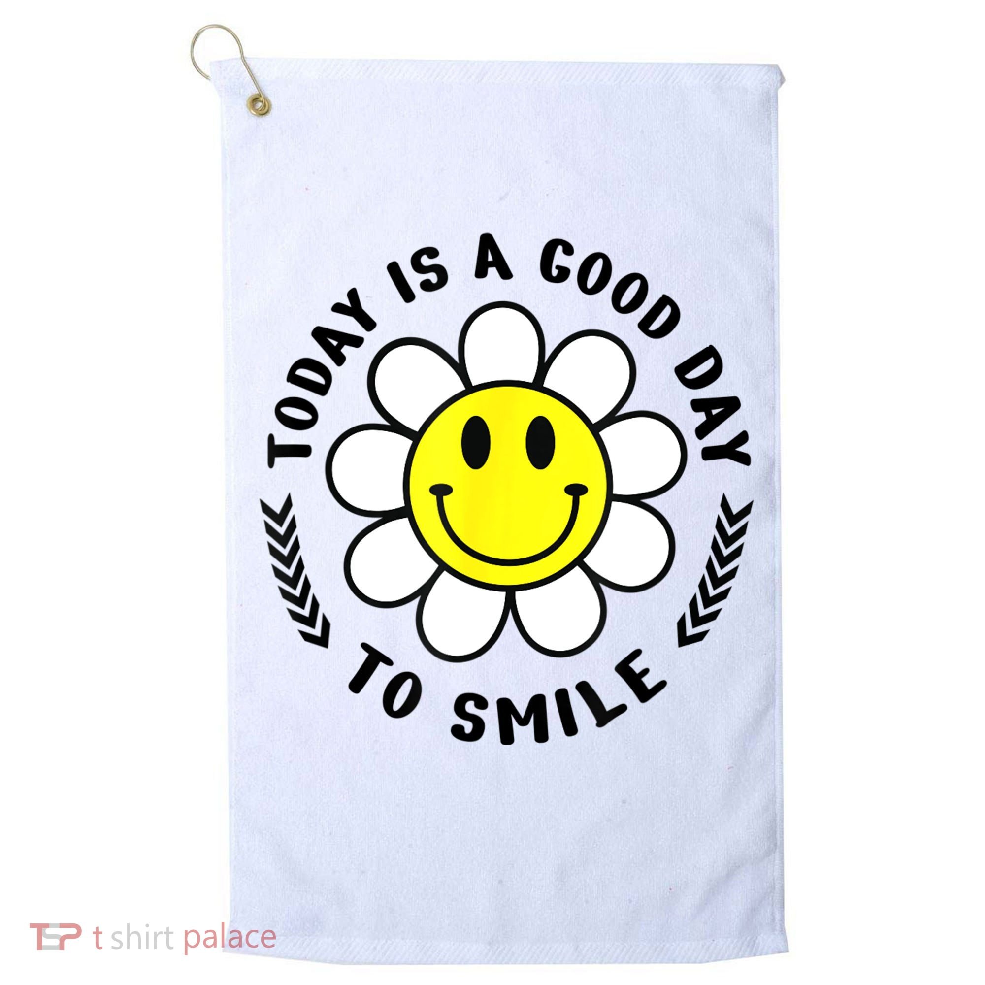 Today Is A Good Day To Smile Yellow Smiley Face Golf Towel