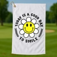 Today Is A Good Day To Smile Yellow Smiley Face Golf Towel thumb 1