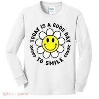 Today Is A Good Day To Smile Yellow Smiley Face Kids Long Sleeve Shirt thumb 0
