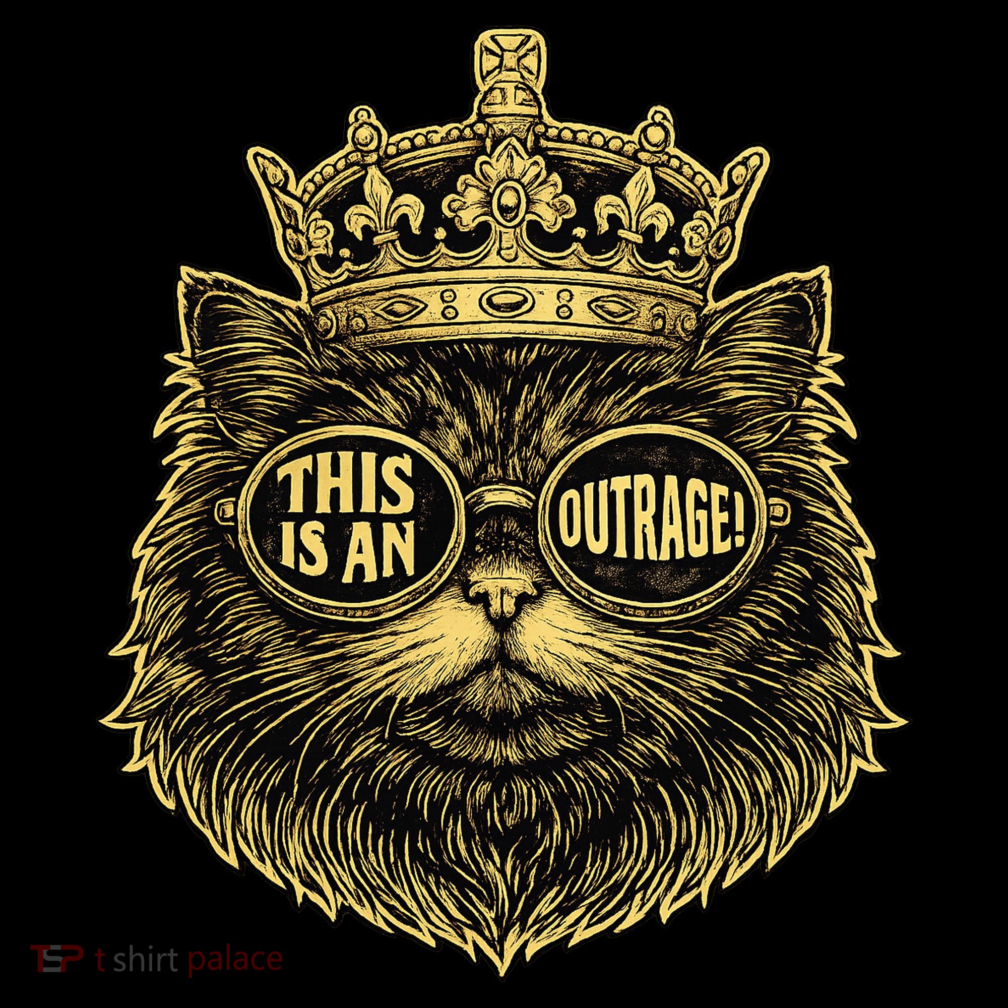 This Is An Outrage Funny Princess Cat Donut Gold Coffee Mug
