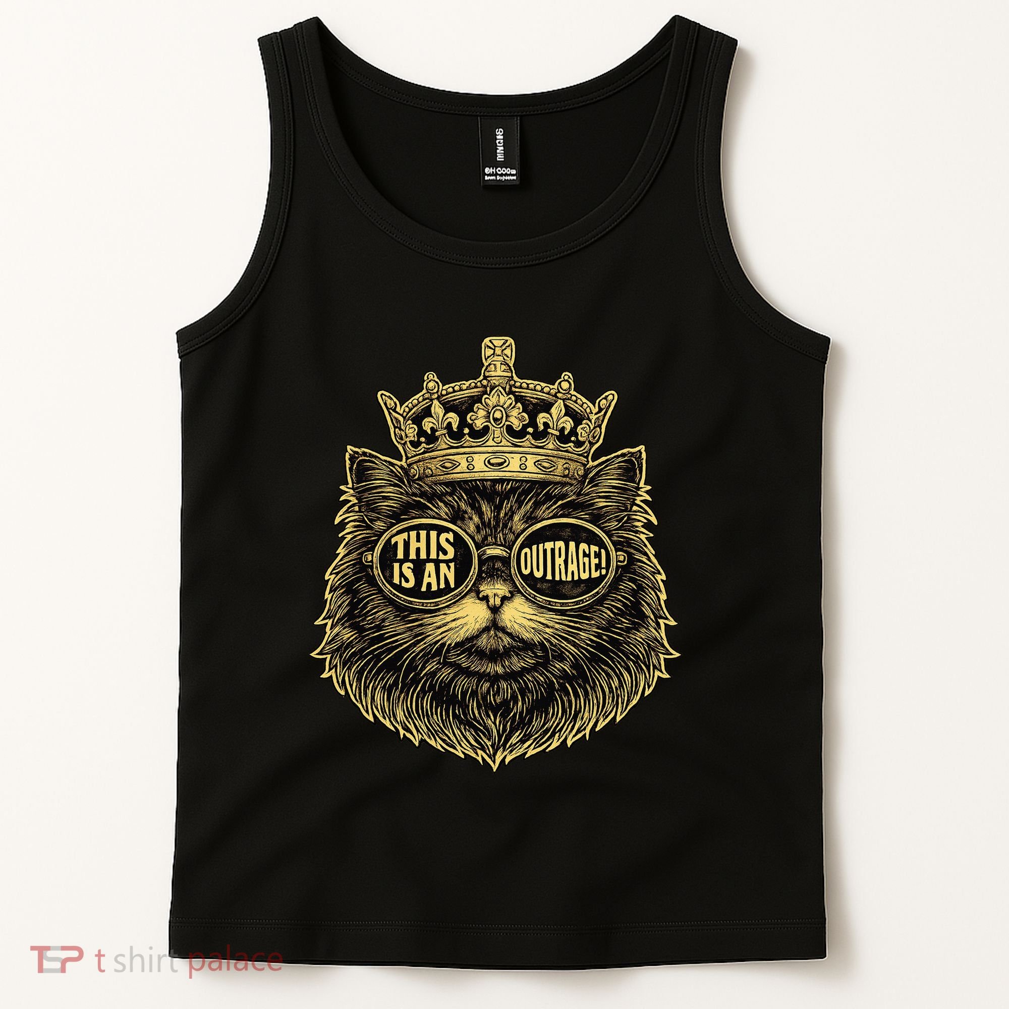 This Is An Outrage Funny Princess Cat Donut Gold Tank Top