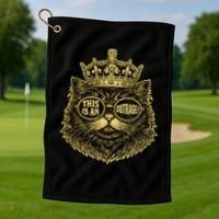 This Is An Outrage Funny Princess Cat Donut Gold Golf Towel thumb 1