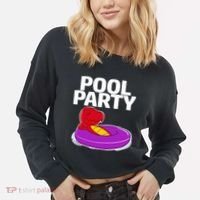 Tgiftrex In A Floater Pool Party Cool Gift Cropped Pullover Crew thumb 2
