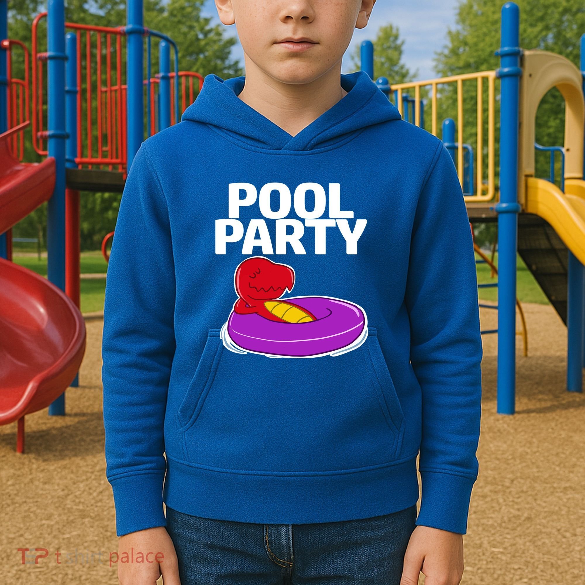 Tgiftrex In A Floater Pool Party Cool Gift Kids Hoodie
