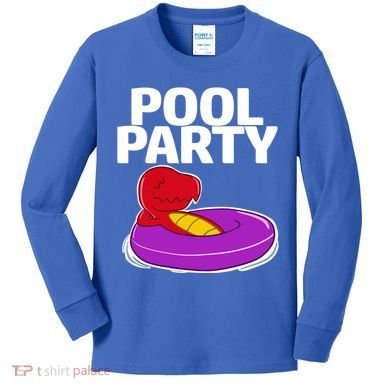 Tgiftrex In A Floater Pool Party Cool Gift Kids Long Sleeve Shirt