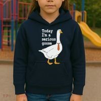 Today Im A Serious Goose Silly Humor Kids Hoodie thumb 3