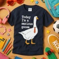 Today Im A Serious Goose Silly Humor Kids T-Shirt thumb 3