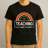 Teaching Is A Work Of Heart Rainbow T-Shirt thumb 3