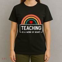 Teaching Is A Work Of Heart Rainbow T-Shirt thumb 4