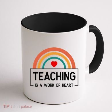 Teaching Is A Work Of Heart Rainbow Coffee Mug back