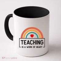 Teaching Is A Work Of Heart Rainbow Coffee Mug thumb 0