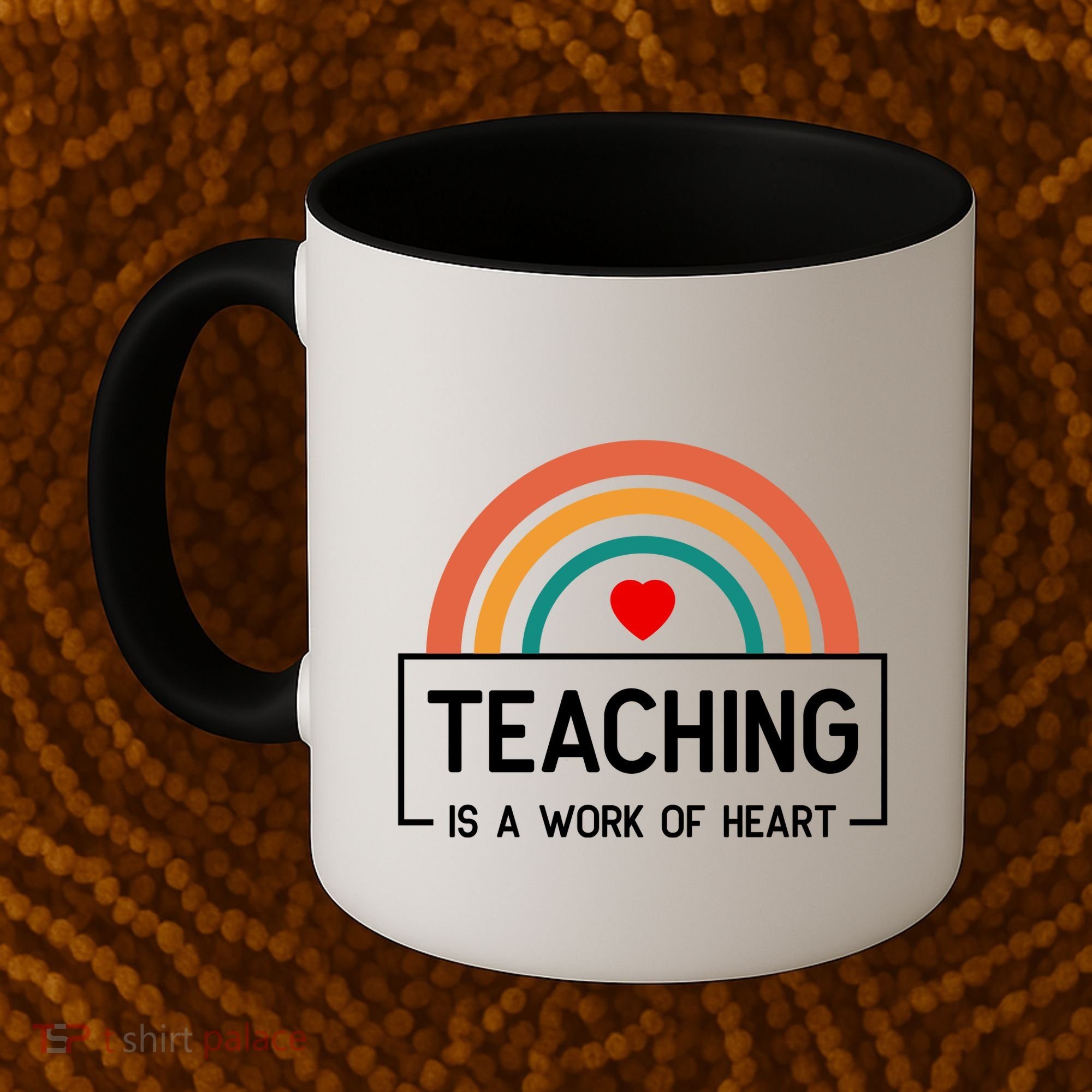 Teaching Is A Work Of Heart Rainbow Coffee Mug