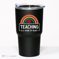 Teaching Is A Work Of Heart Rainbow Tumbler thumb 0