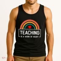 Teaching Is A Work Of Heart Rainbow Tank Top thumb 3