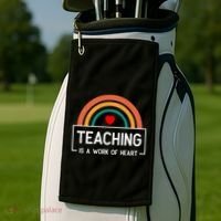 Teaching Is A Work Of Heart Rainbow Golf Towel thumb 2