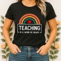 Teaching Is A Work Of Heart Rainbow Women's T-Shirt thumb 2