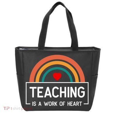 Teaching Is A Work Of Heart Rainbow Tote Bag