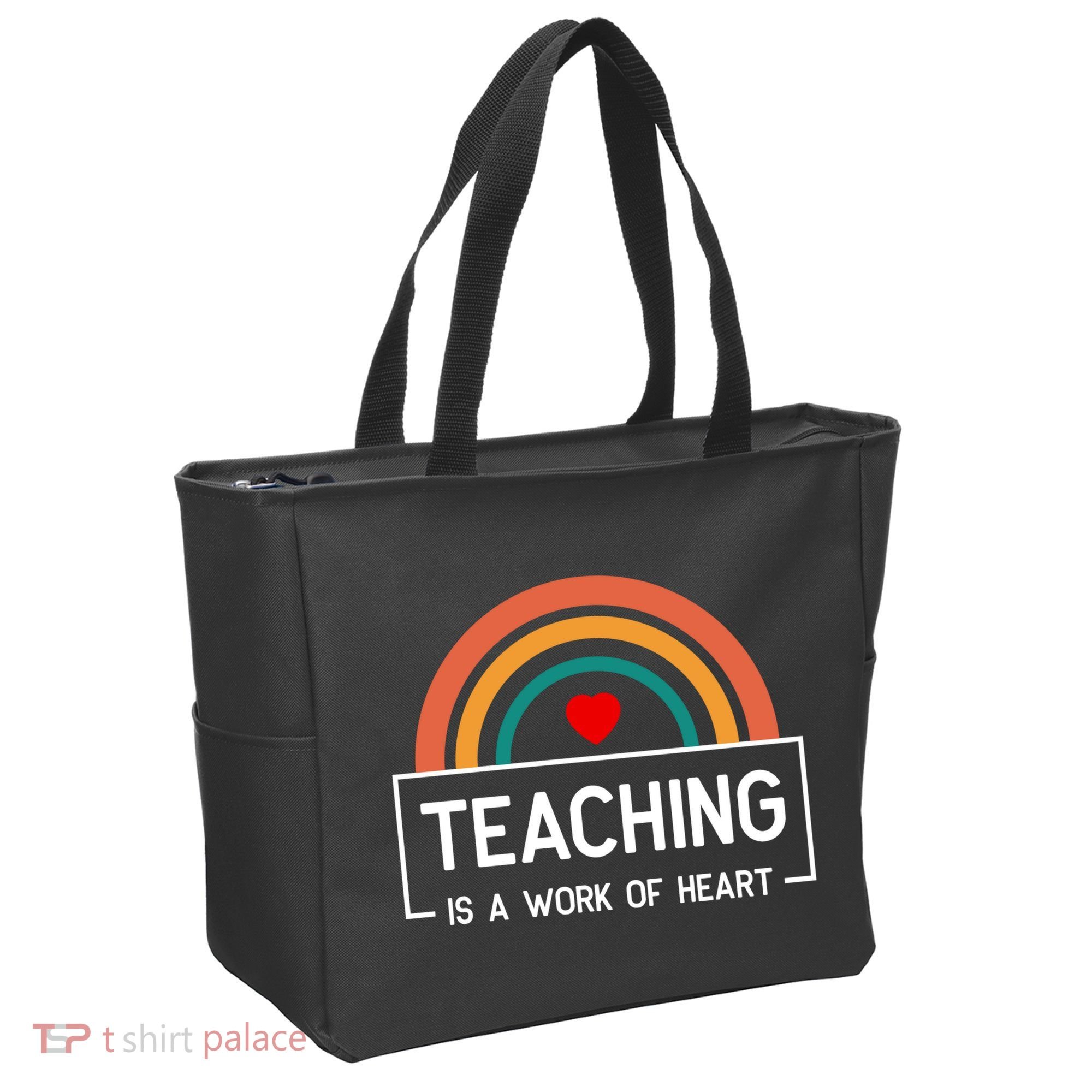 Teaching Is A Work Of Heart Rainbow Tote Bag