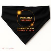 Twice In A Lifetime Solar Eclipse August 21 2017 April 8 2024 USA-Made Doggie Bandana thumb 0