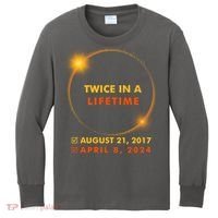 Twice In A Lifetime Solar Eclipse August 21 2017 April 8 2024 Kids Long Sleeve Shirt thumb 0