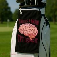 This Is A Brain Try Using It Funny Golf Towel thumb 2