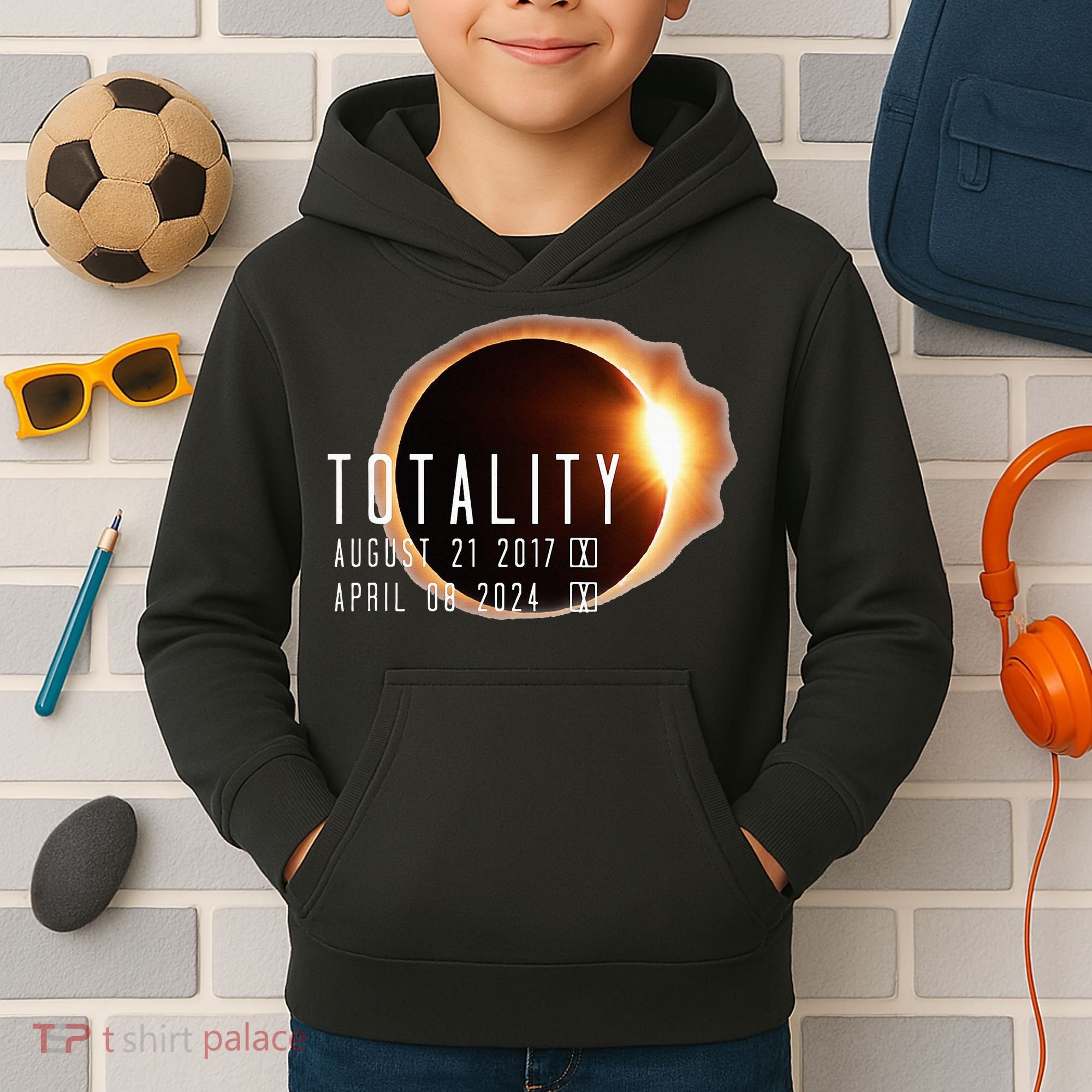 Twice in a Lifetime Totality Solar Eclipse 2017 & 2024 Kids Hoodie