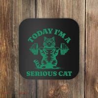 Today IM A Serious Cat Lifting Weights Gym Fitness Coaster thumb 0