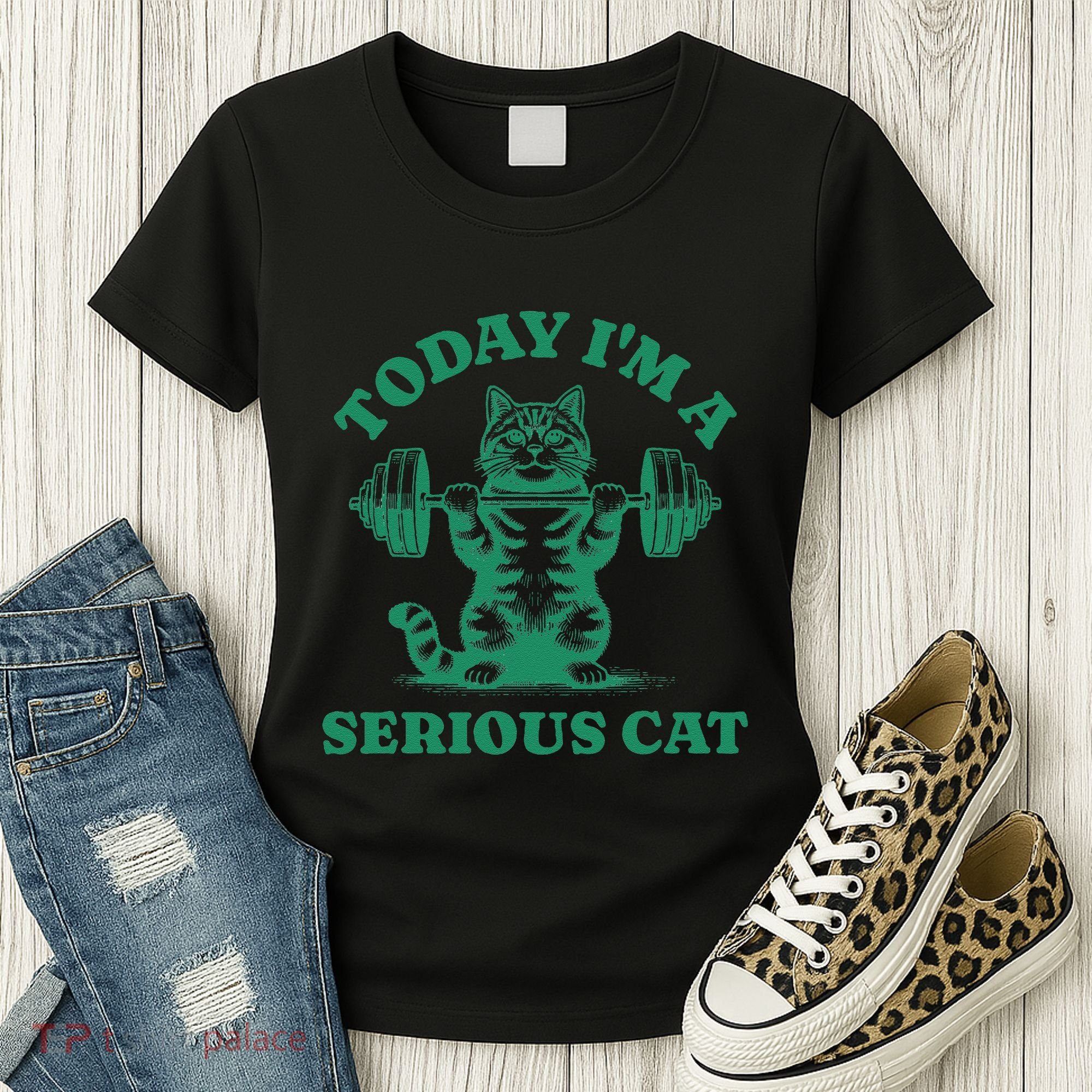Today IM A Serious Cat Lifting Weights Gym Fitness Women's T-Shirt