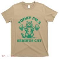 Today IM A Serious Cat Lifting Weights Gym Fitness T-Shirt thumb 0
