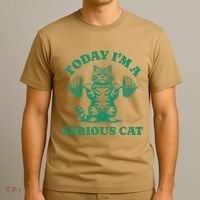Today IM A Serious Cat Lifting Weights Gym Fitness T-Shirt thumb 3
