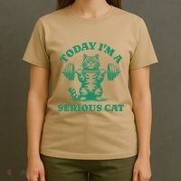 Today IM A Serious Cat Lifting Weights Gym Fitness T-Shirt thumb 4