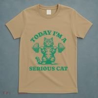 Today IM A Serious Cat Lifting Weights Gym Fitness T-Shirt thumb 5