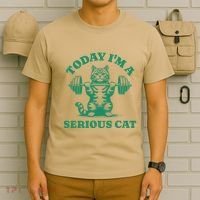 Today IM A Serious Cat Lifting Weights Gym Fitness T-Shirt thumb 6