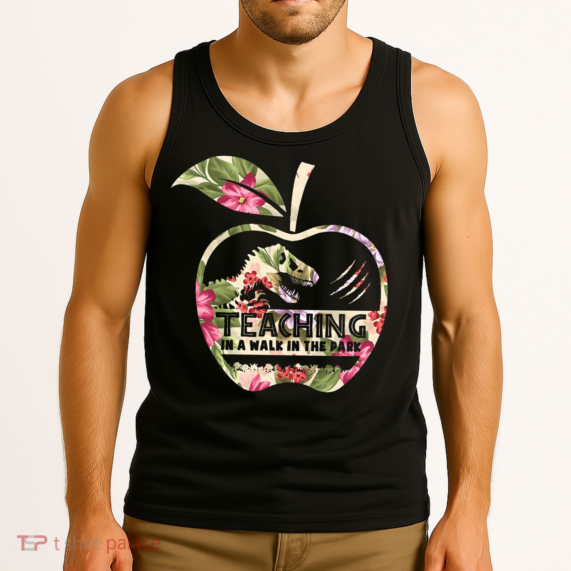 Teaching Is A Walk In The Park Funny Teacher Dinosaur Tank Top