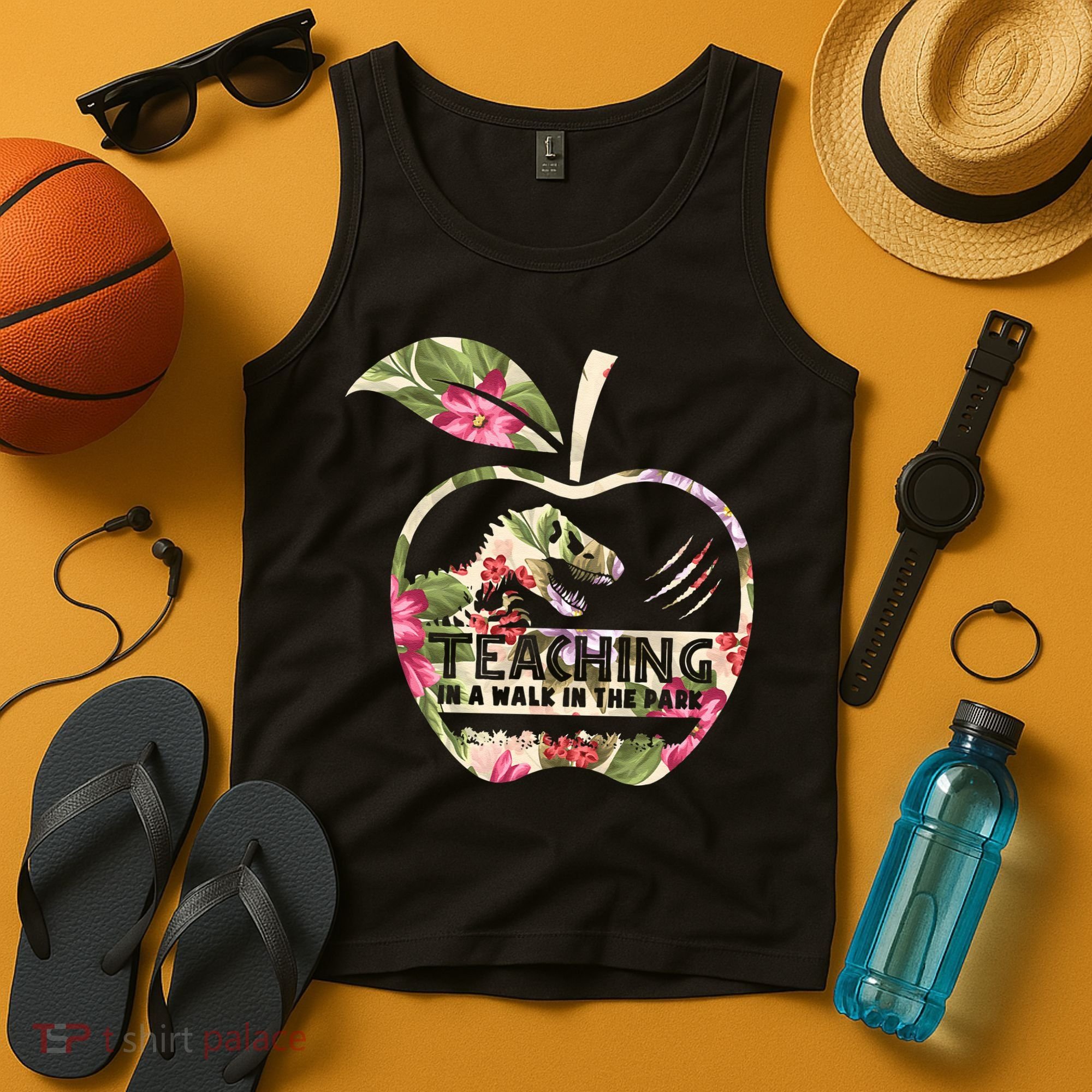 Teaching Is A Walk In The Park Funny Teacher Dinosaur Tank Top