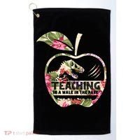 Teaching Is A Walk In The Park Funny Teacher Dinosaur Golf Towel thumb 0