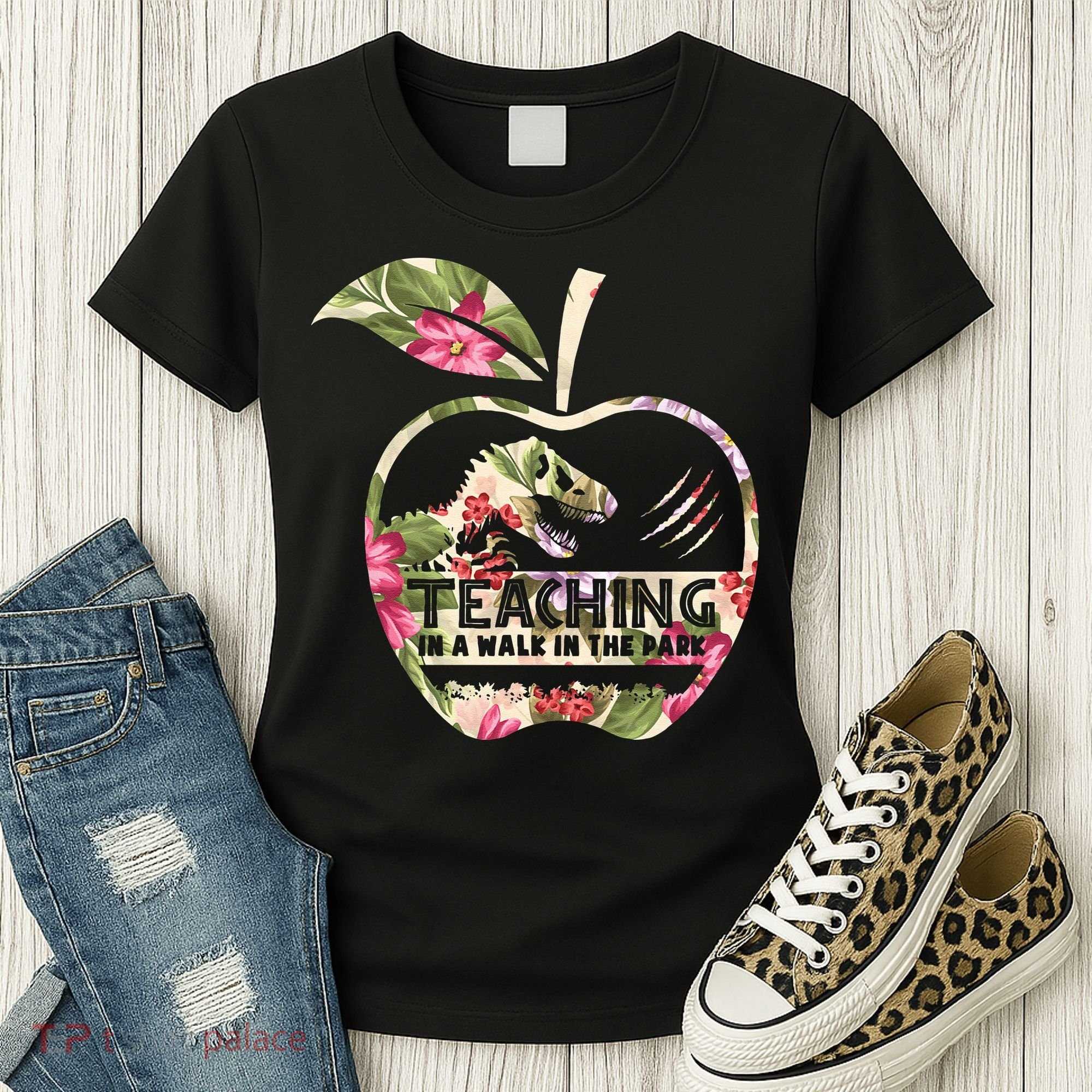 Teaching Is A Walk In The Park Funny Teacher Dinosaur Women's T-Shirt
