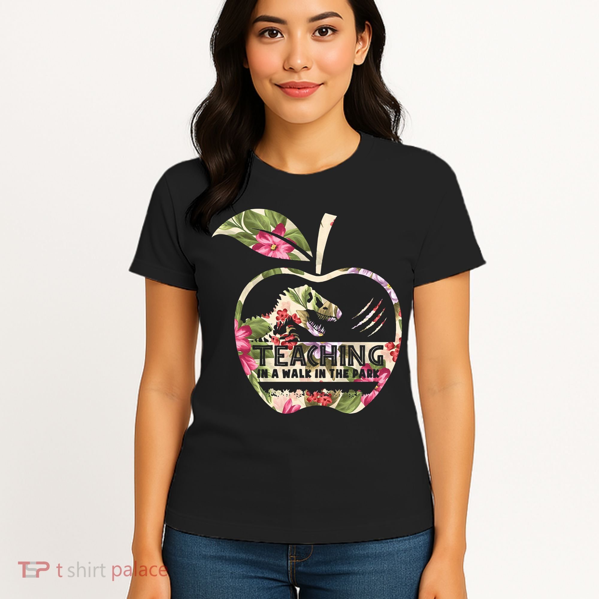 Teaching Is A Walk In The Park Funny Teacher Dinosaur Women's T-Shirt