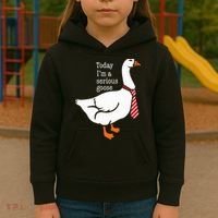 Today IM A Serious Goose Funny Cute Goose Kids Hoodie thumb 3