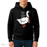 Today IM A Serious Goose Funny Cute Goose Kids Hoodie thumb 4