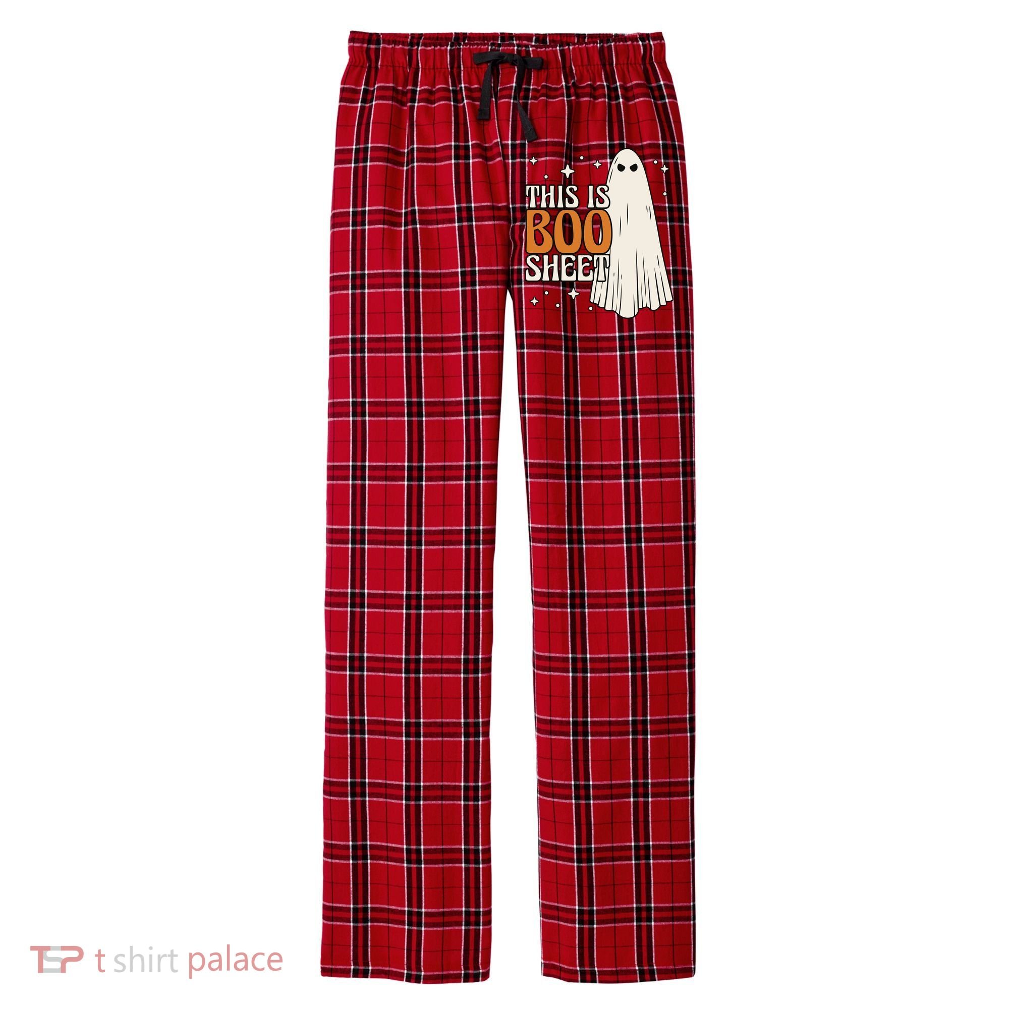 This Is Boo Sheet Funny Ghost Men's Flannel Plaid Pajama Pants