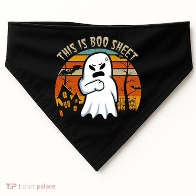 This Is Boo Sheet Ghost Spooky Sunset Funny USA-Made Doggie Bandana