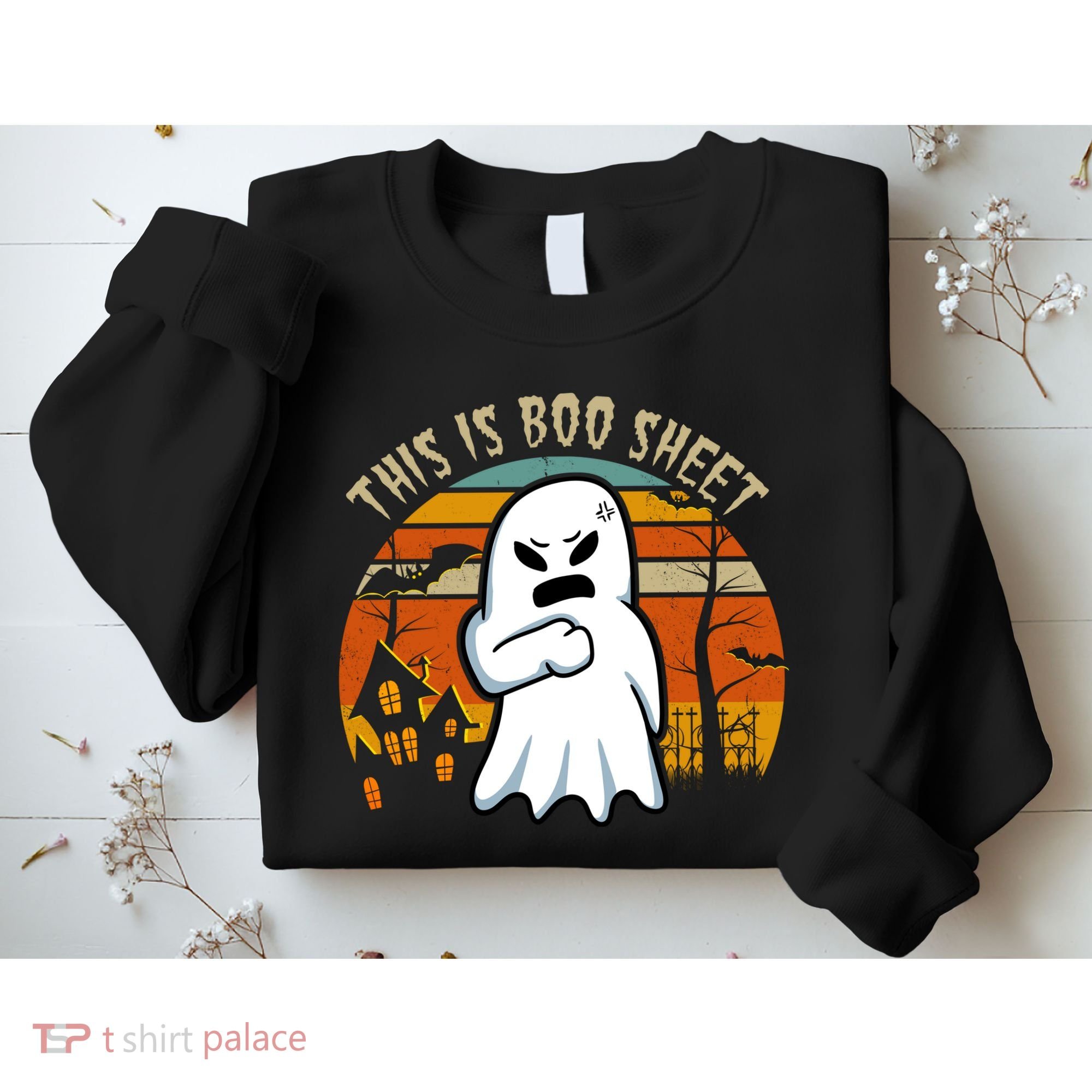 This Is Boo Sheet Ghost Spooky Sunset Funny Sweatshirt